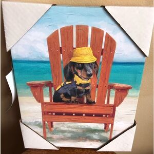 Dachshund Beach Canvas Painting